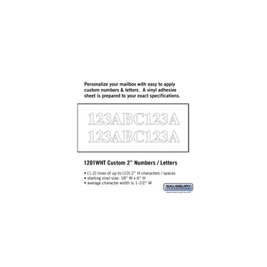 Custom Numbers / Letters - Horizontal - White Vinyl - 2 Inches High